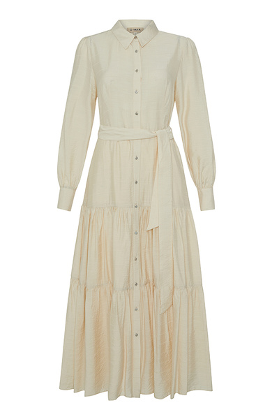 Aker Kare Dokulu Kumaş Hareketli Elbise