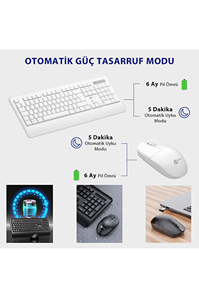 Lecoo Kw202 Kablosuz Türkçe Q Klavye & Mouse Set Beyaz
