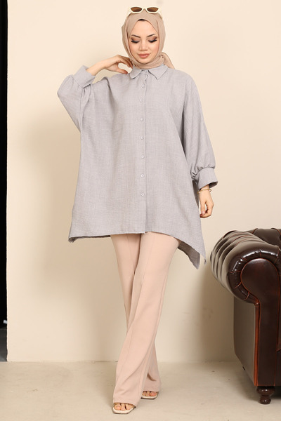 İmajButik Γκρι χιτώνα με μανίκια νυχτερίδας