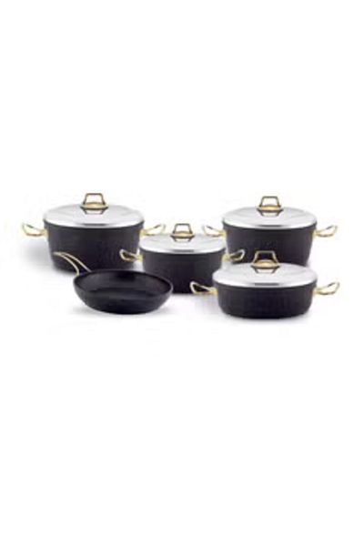 AVCI HOME MAKER 9-Piece Granitec Cookware Set -Non-Stick, PFOA-Free - 3 Deep Pots, 1 Low Pot, Frypan