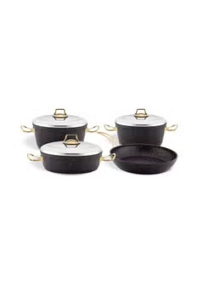 AVCI HOME MAKER 7-Piece Granitec Cookware Set - Non-Stick, PFOA-Free - 2 Deep Pots, 1 Low Pot, Frypan