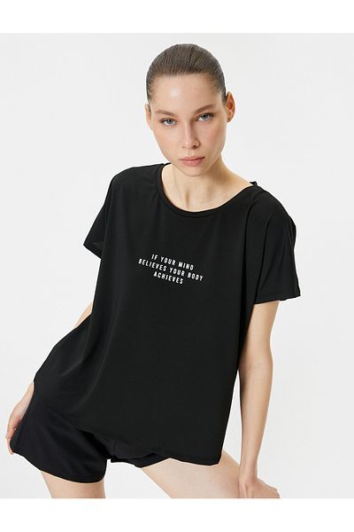 Koton Crew Neck Comfortable Short Sleeve Sports T-Shirt - Printed