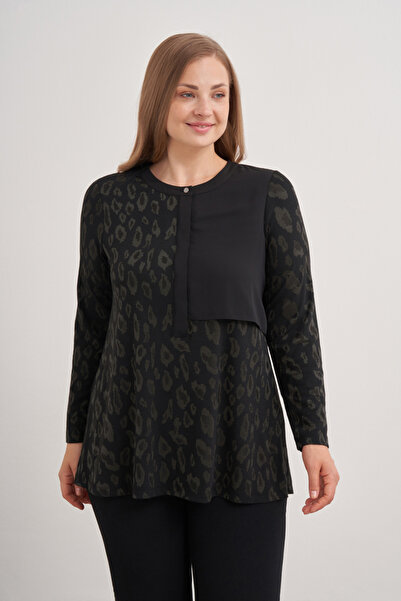 Aker 2676112 Leopar Desenli Örme Bluz