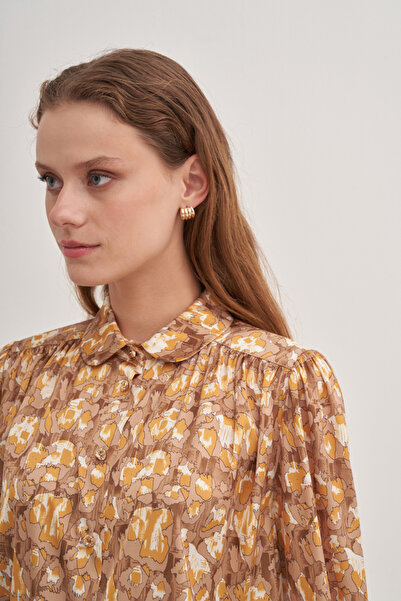 Aker 2232111 Yakası Düğmeli Baskılı Bluz