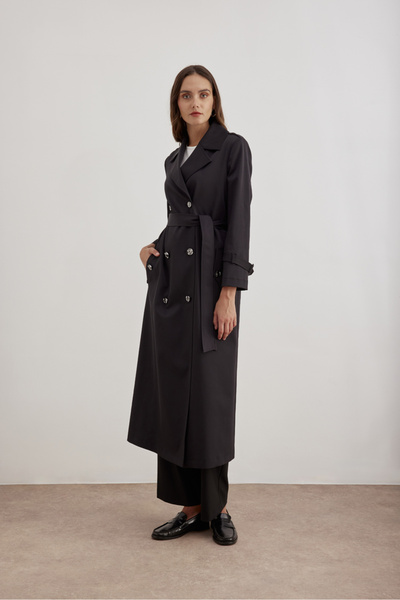 Aker 7648111 İşleme Detaylı Kruvaze Kapama Trençkot