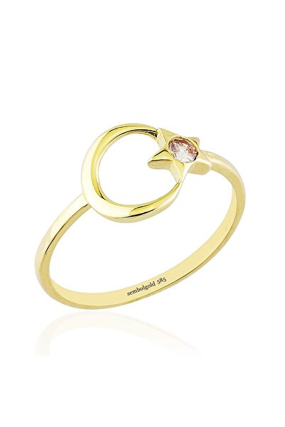 Sembol Gold Ayyıldız Tektaş Altın Yüzük 14k Gold