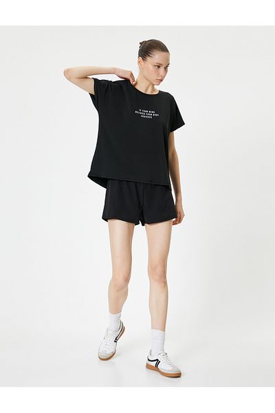 Koton Crew Neck Comfortable Short Sleeve Sports T-Shirt - Printed