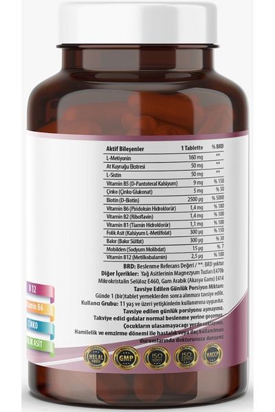 NCS Biotin Folic Acid 60 Tablets L-Cysteine Methionine 2500 Mcg Zinc