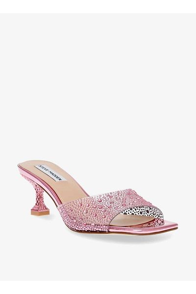 Steve Madden Women's Embellished Slip-On Sandals with Kitten Heels