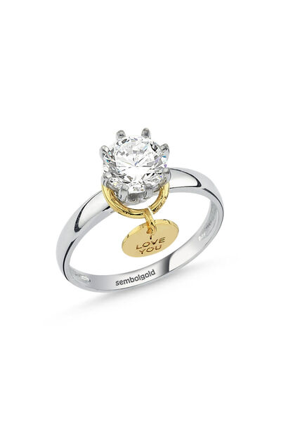 Sembol Gold Beyaz Altın Tektaş Yüzük 1,00 Karat Sevgililer Günü