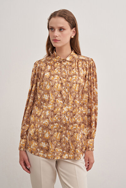 Aker 2232111 Yakası Düğmeli Baskılı Bluz