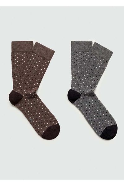 MANGO Man Set of 2 Cotton Embroidered Socks