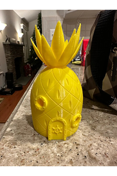 SM KIR TASARIM Sünger Bob'un Ananas Evi Büyük 16 cm Akvaryum veya Küvet Dekorasyon Seti