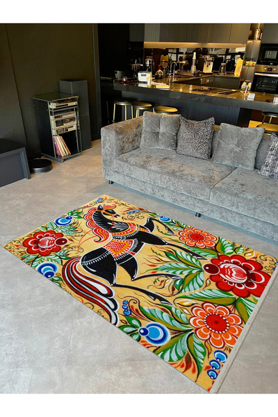 Rugs Modern Halı Συλλογή Yilmaz Πολύχρωμες Φιγούρες Ευγενών Αλόγων και Λουλου...