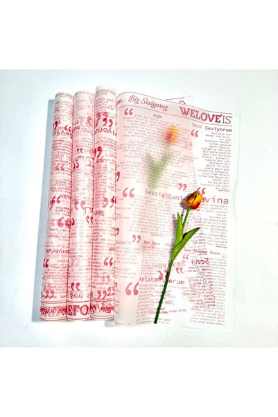 weloveis 10 ورقات - مجموعة "شعر الحب" باقة زهور من الورق والتغليف باللون الوردي مقاس 55 × 55 سم