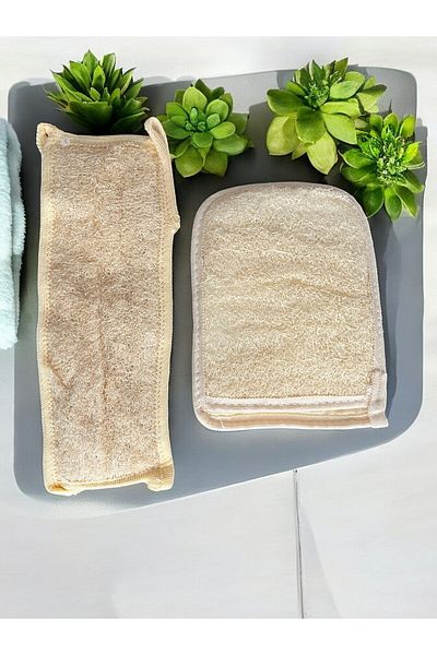 EQMQ STORE KOZMETİK Natural Pumpkin Fiber Body and Back Scrub - 1 Back Scrub and 1 Body Scrub