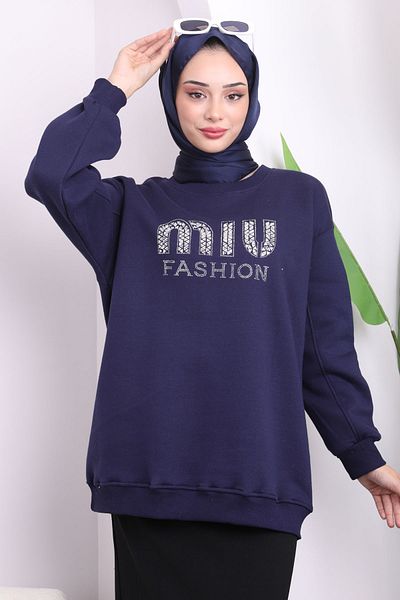 İmajButik Μπλε μπλέ εμπριμέ με τρεις κλωστές ράστερ ιδρώτας