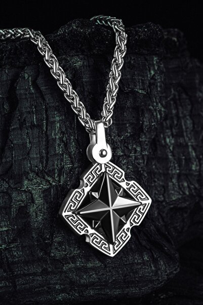 GWOMA قلادة رجالية من الفولاذ - موديل نجمة القطب العصري • قلادة للحبيب • للزو...