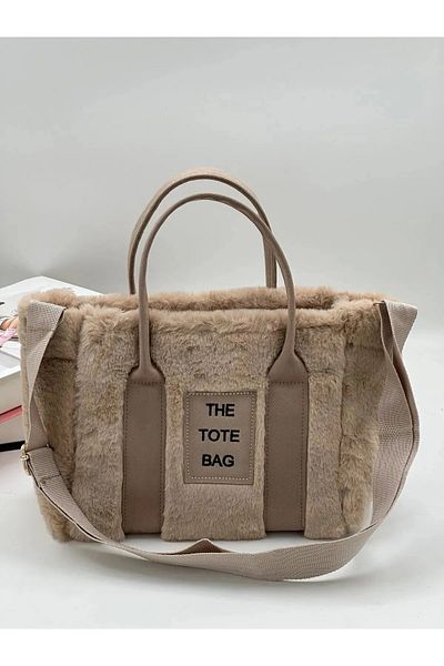 Mercan Stores Mink Plush Tote Hand and Shoulder Bag with Adjustable Strap