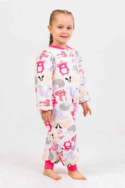 Mika Bebek & Çocuk حقيبة نوم مريحة للفتيات بنمط القنفذ الوردي - سحاب طويل، حش...