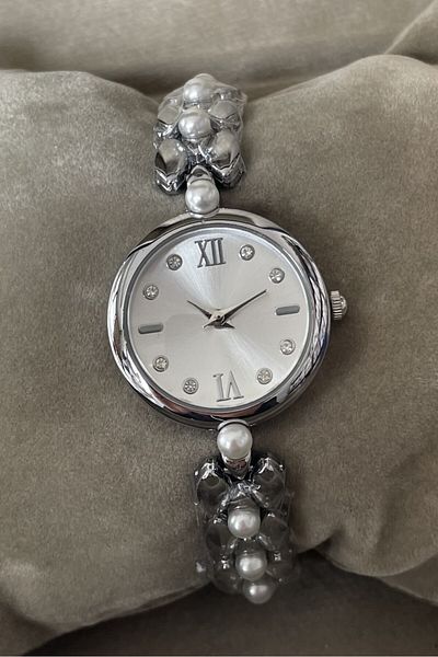 Leerybee Minimal Women's Watch with Pearls and Stones Nla-183