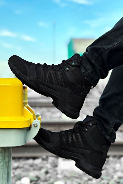 gizlitopuk Boy Uzatan 7 cm Gizli Topuklu Siyah Outdoor Trekking Erkek Spor Bot GT-00038