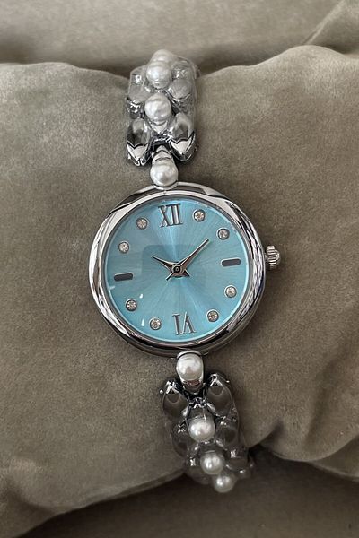 Leerybee Minimal Women's Watch with Pearls and Stones Nla-183