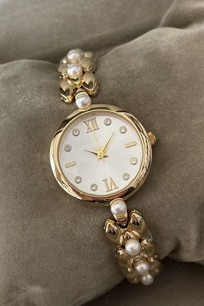 Leerybee Minimal Women's Watch with Pearls and Stones Nla-183
