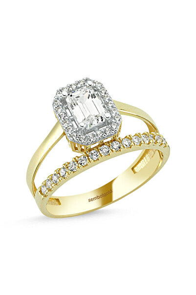 Sembol Gold Baget Altın Yüzük Ikilsi Bir Arada 0,80 Karat