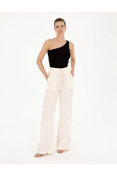 Pierre Cardin Ecru High Waist Wideleg Trousers 50284523 -Vr019