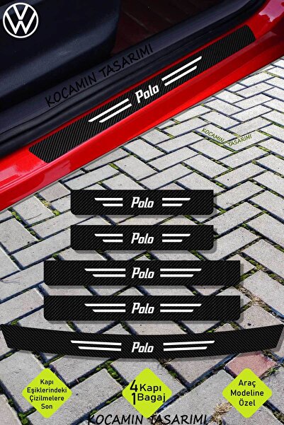 Kocamın Tasarımı Volkswagen Polo Uyumlu Karbon Eşik Koruma Seti Araç Kapı Bag...
