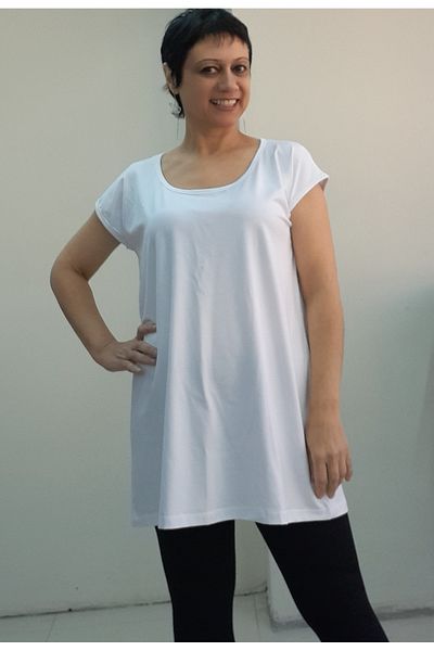 Mertcan Butik Whole Coming Low Sleeve Combed Cotton Viscose T-Shirt with White Size