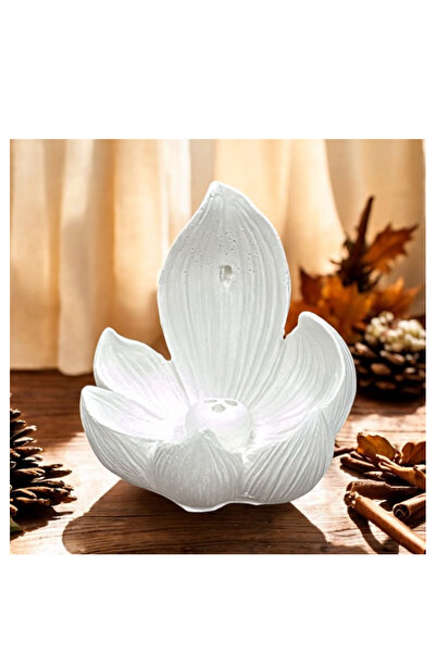 candleistanbul Lotus Geri Akış Ve Çubuk Tütsülğk 10x8 cm Renk Yapılır Ham Beton Beyaz