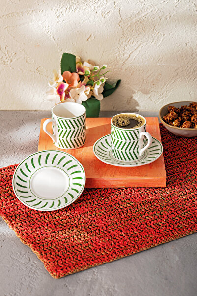 Emsan Albert New Bone 2 Personality 90 ml Green Coffee Cup Set