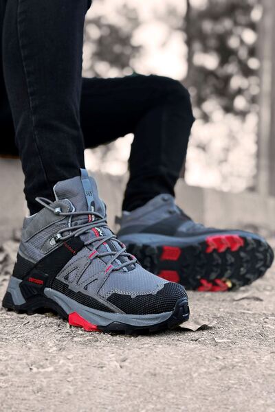 gizlitopuk Boy Uzatan 7 cm Gizli Topuklu Füme Siyah Outdoor Erkek Bot GT-00014