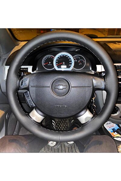 HASBAY Dikişli Direksiyon Kılıfı Siyah Deri Siyah Dikişli Chevrolet Aveo LACE...