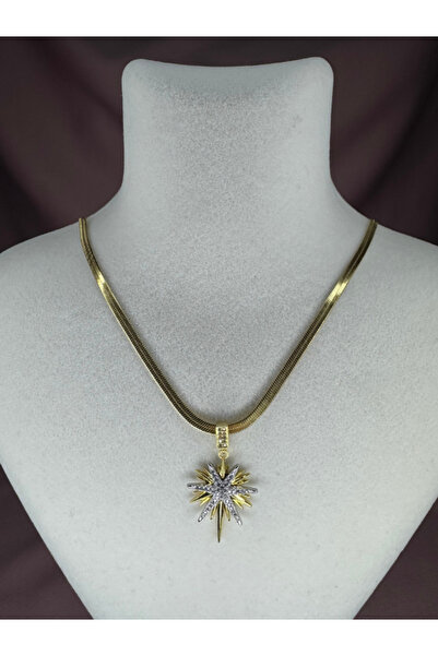 Sharley قلادة من الفولاذ الذهبي من حجر النجمة الشمالية