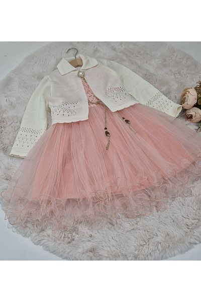 Şenkız Tricotaj pentru fete Bolero și rochie de mireasă Eid din tul
