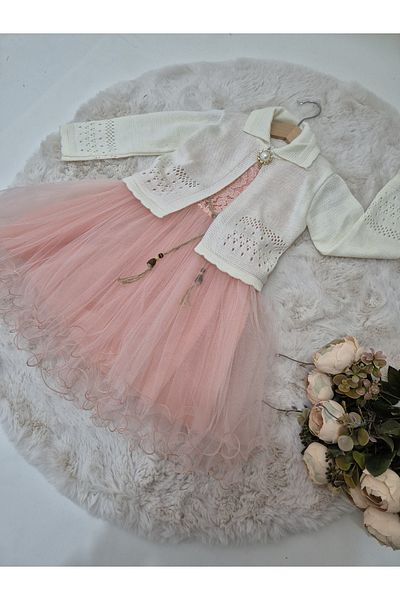 Şenkız Tricotaj pentru fete Bolero și rochie de mireasă Eid din tul