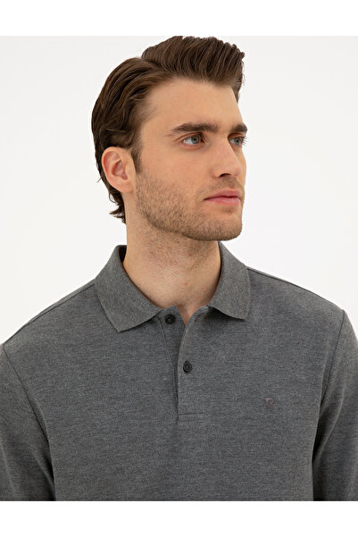 Pierre Cardin Anthracite melange Slim Fit basic sweatshirt 50294438-vr081