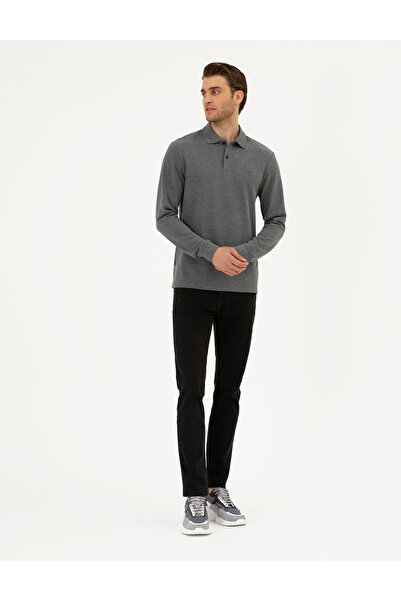 Pierre Cardin Anthracite melange Slim Fit basic sweatshirt 50294438-vr081