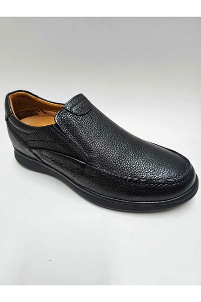 Dr.Flexer Dr Flexer Genuine Leather Comfort Orthopedic Rubber Sole Black Lace-Free Men's Shoes