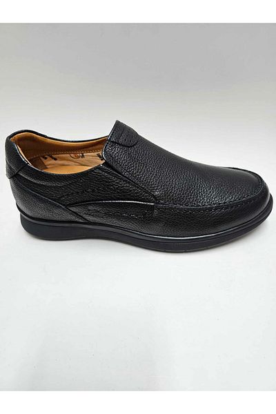 Dr.Flexer Dr Flexer Genuine Leather Comfort Orthopedic Rubber Sole Black Lace-Free Men's Shoes