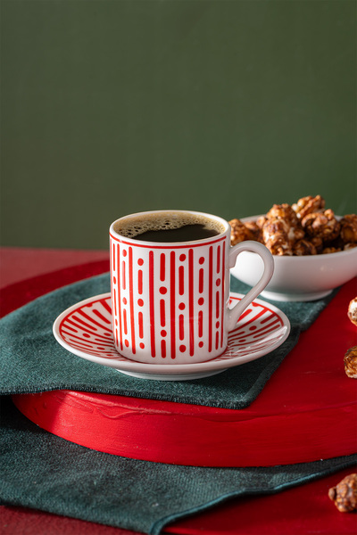 Emsan Abril New Bone 2 Personality Coffee Cup Set 90 ml Maroon