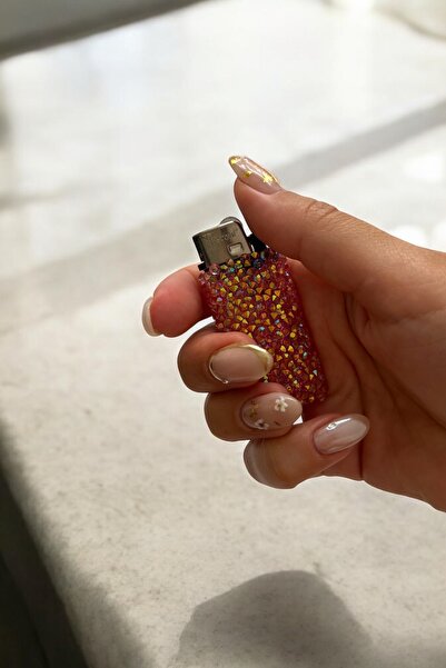 Toscow Kristal Kişiye Özel Çakmak El Yapımı Tasarım Lüks Mum Çakmağı Pembe