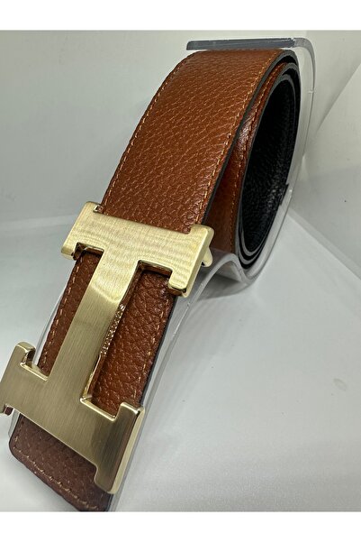 Yurtsever Men's 100% Genuine H Buckle 4cm Double Sided Belt
