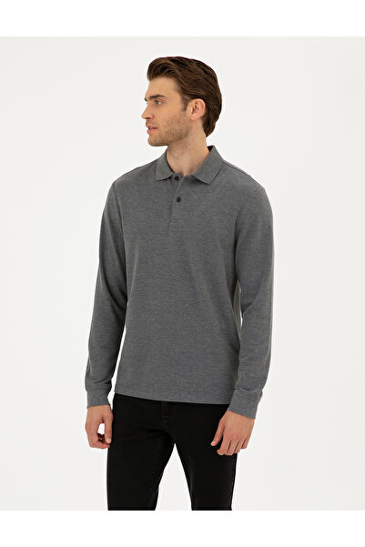 Pierre Cardin Anthracite melange Slim Fit basic sweatshirt 50294438-vr081