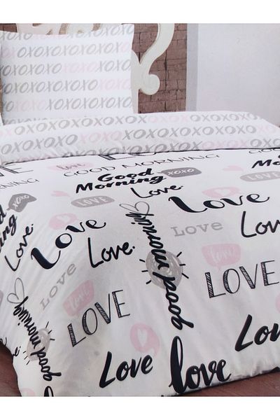 ÇAĞTEKS Love Flannel Flannel - Double Duvet Cover Set