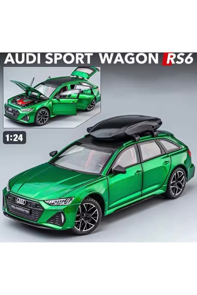 Jutenya AUDİ RS6 QUATTRO YEŞİL 1:24 Ölçek Diecast Maket Metal Model Araba Sesli