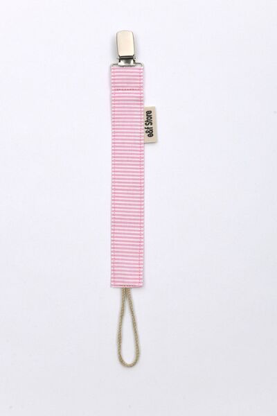 e&f Store Set of 3 - Pink Striped, Dusty Rose, Pomegranate Flower - Pacifier Chain Set - Pacifier Holder